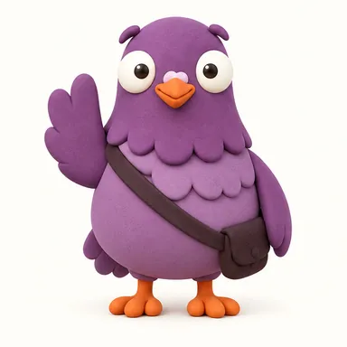 Purple Pomba waving hello